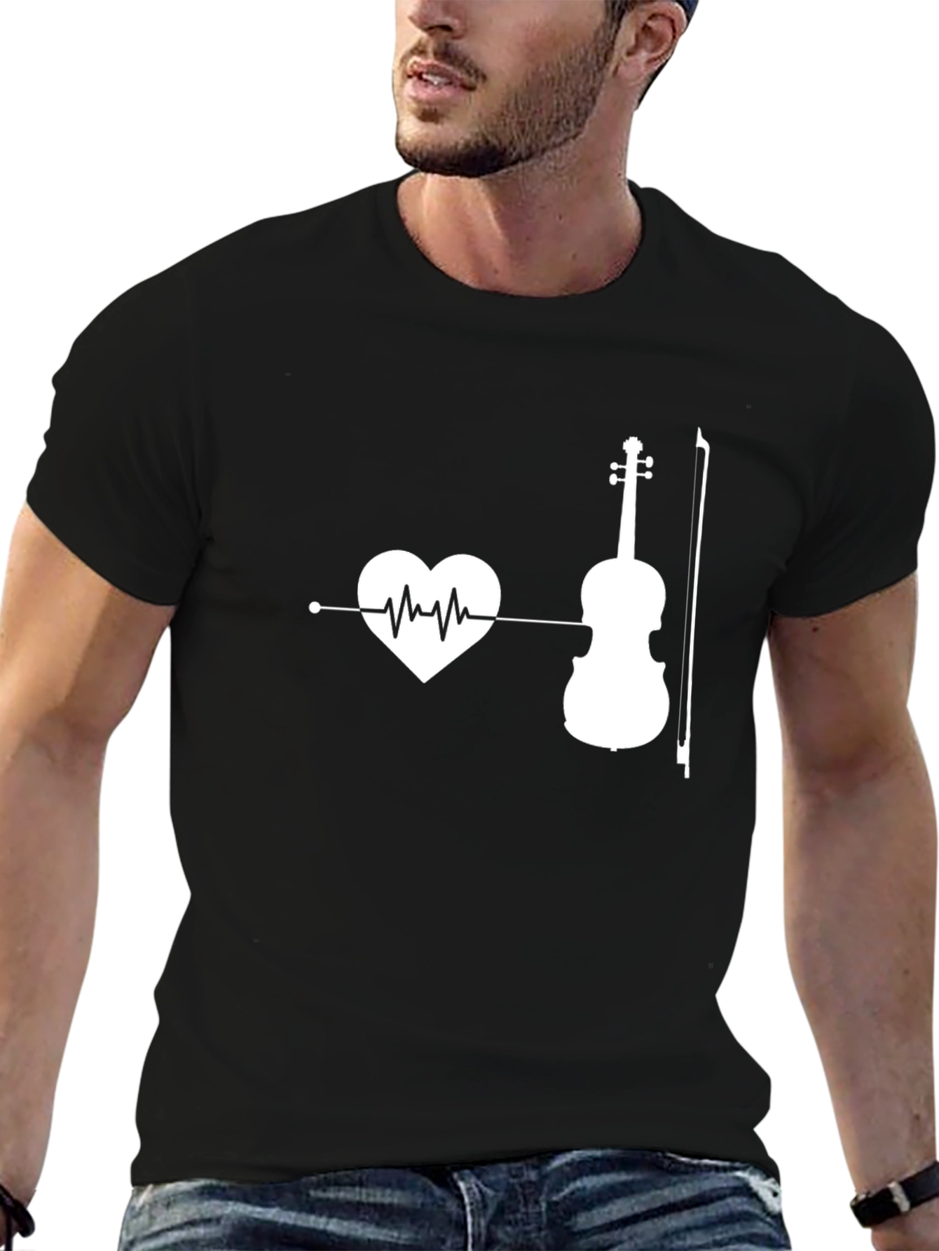 Heartbeat Violin Graphic T-Shirt