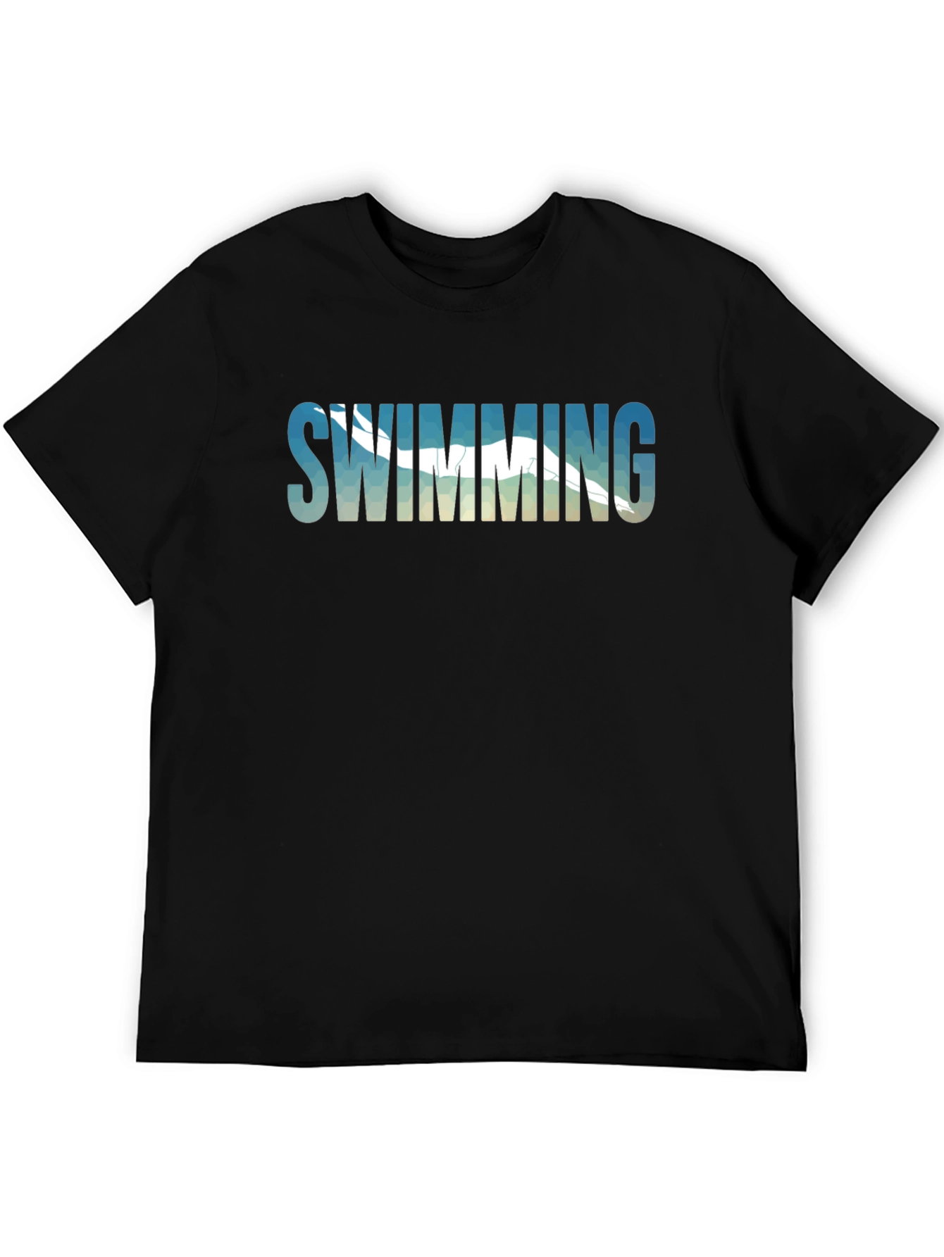 Swimming Graphic Tee - Black Cotton T-Shirt