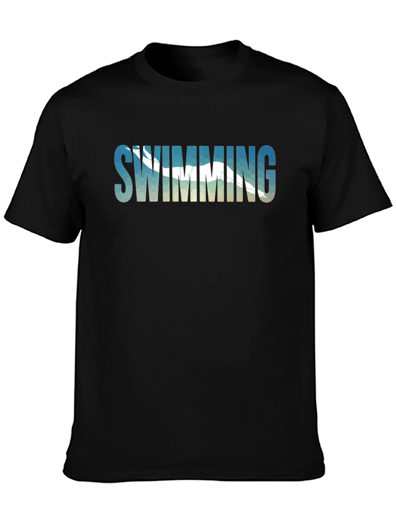 Swimming Graphic Tee - Black Cotton T-Shirt