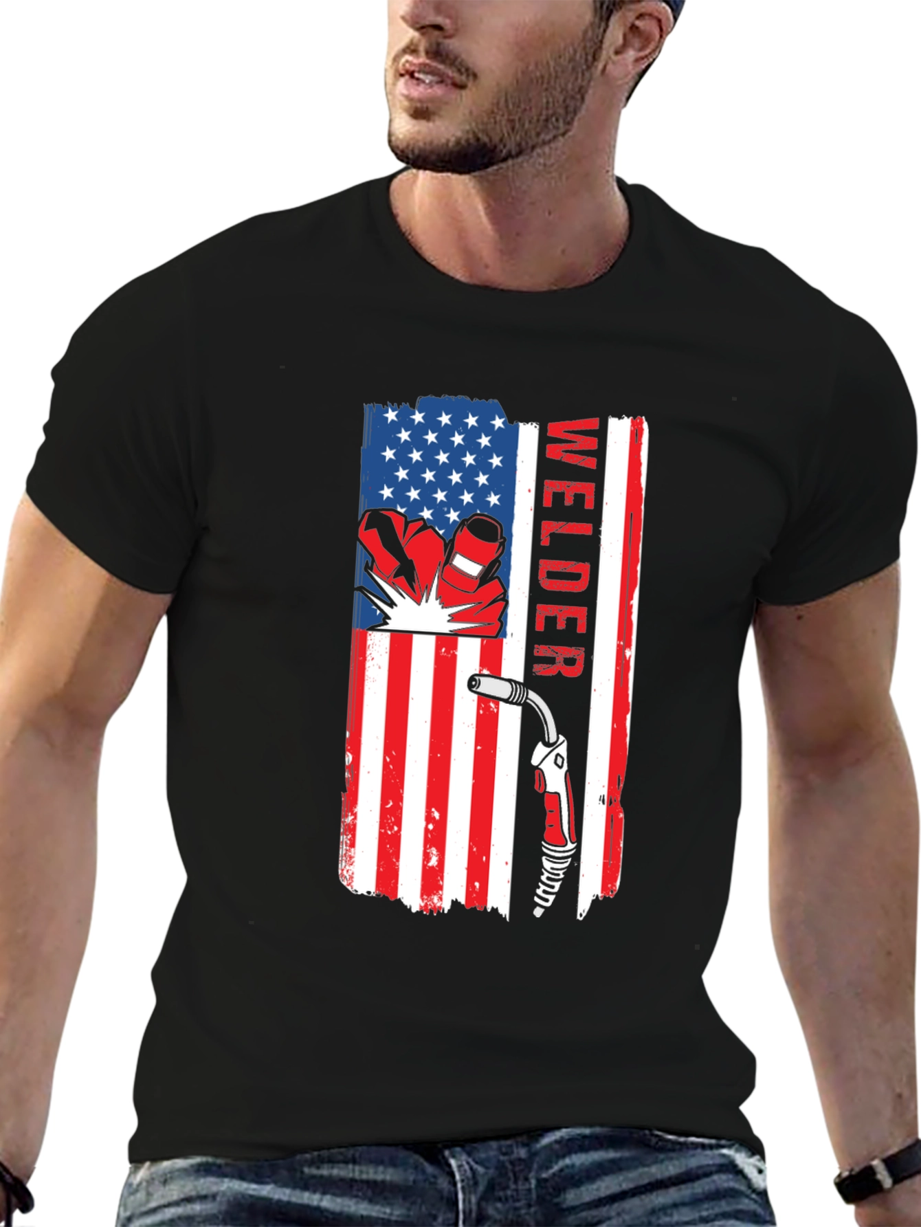 Welder USA Flag T-Shirt - Patriotic Welding Tee