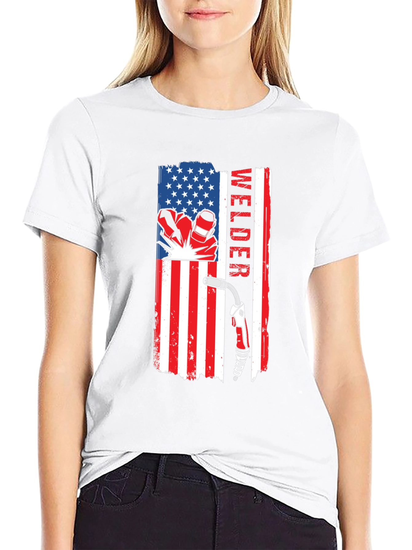 Welder USA Flag T-Shirt - Patriotic Welding Tee