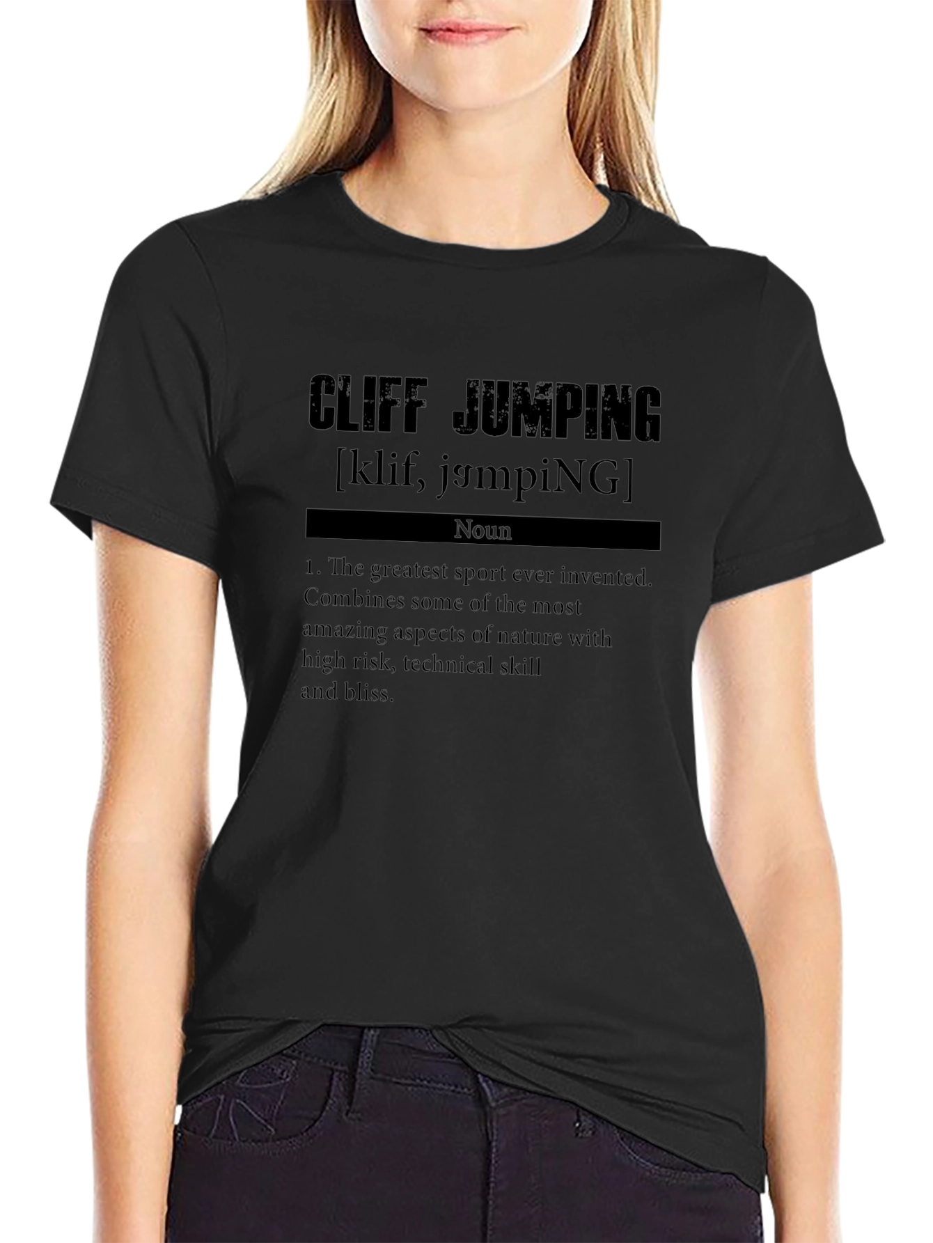 Cliff Jumping Definition T-Shirt - Black