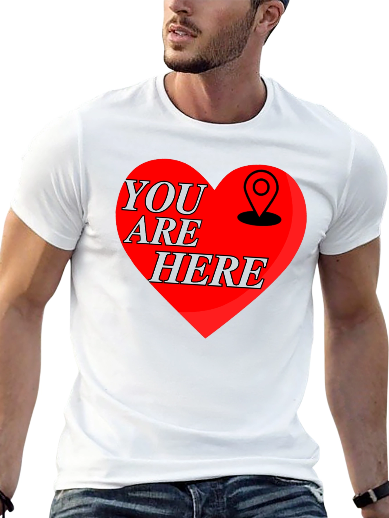 You Are Here Heart Graphic T-Shirt