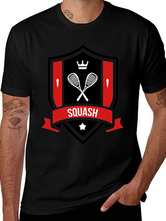Squash Racket Crest T-Shirt - Sporty Graphic Tee