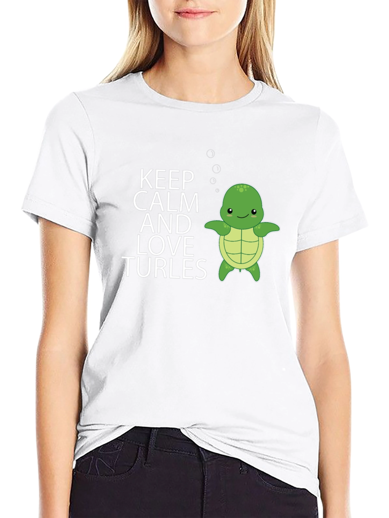 Keep Calm & Love Turtles Mens Black T-Shirt