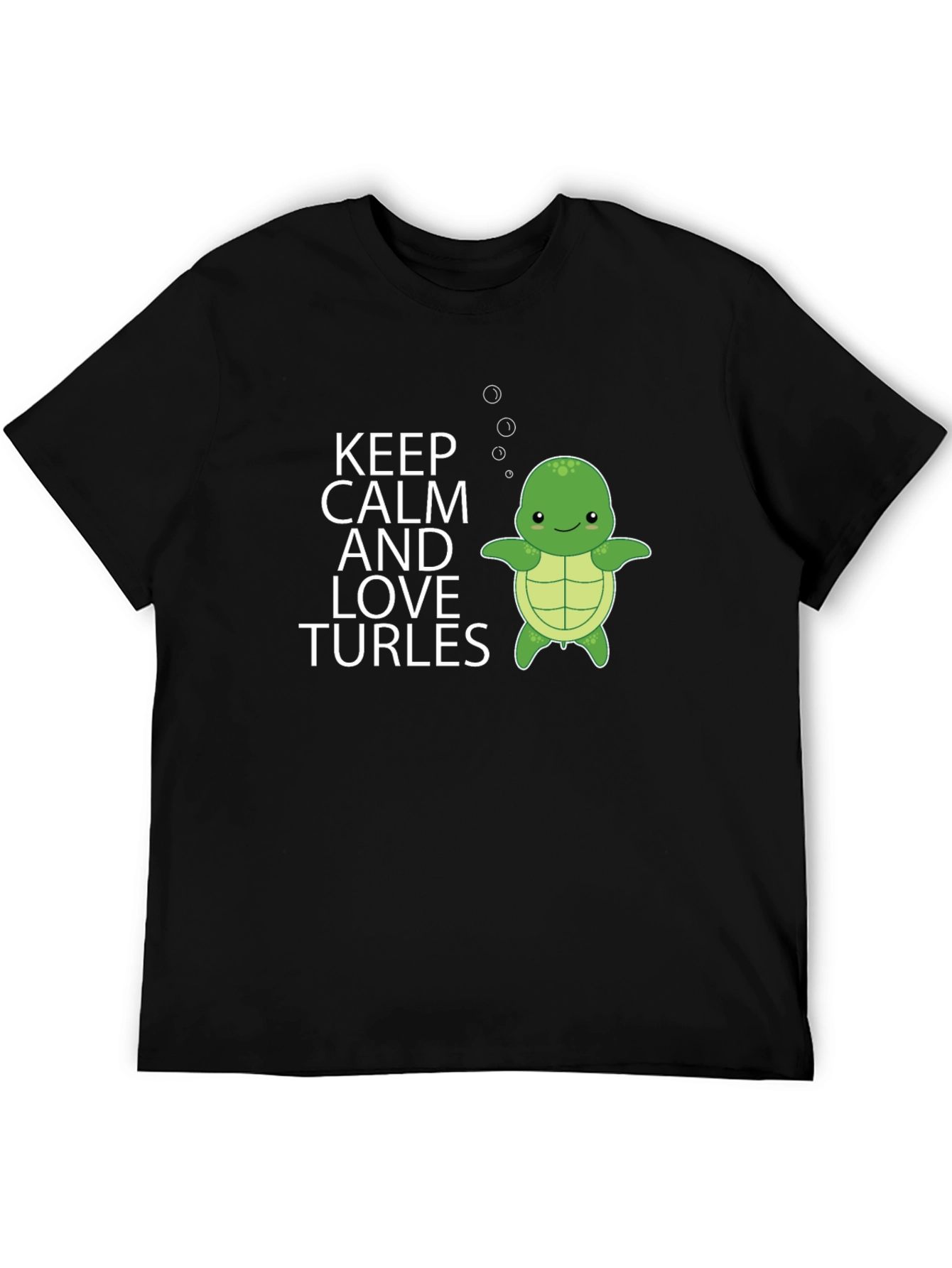 Keep Calm & Love Turtles Mens Black T-Shirt