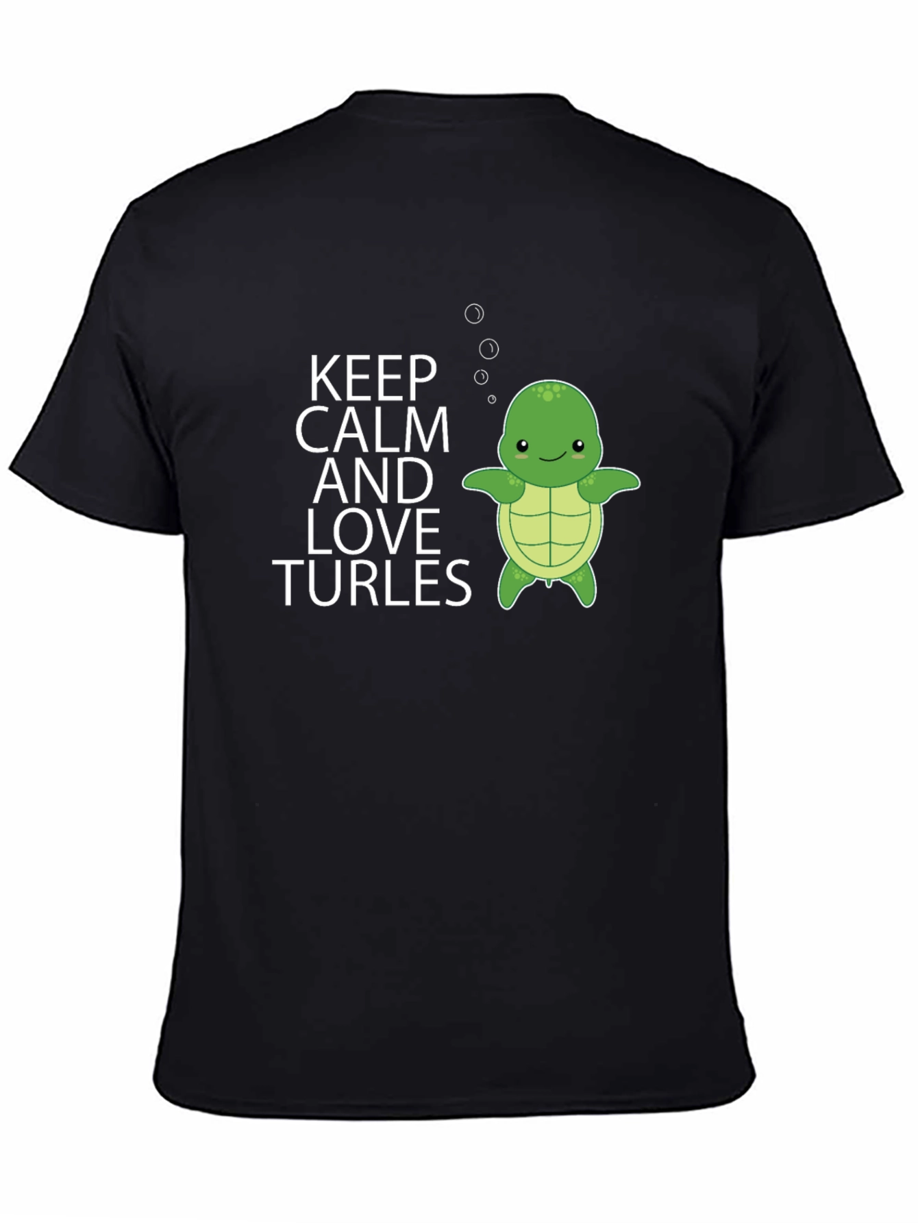 Keep Calm & Love Turtles Mens Black T-Shirt