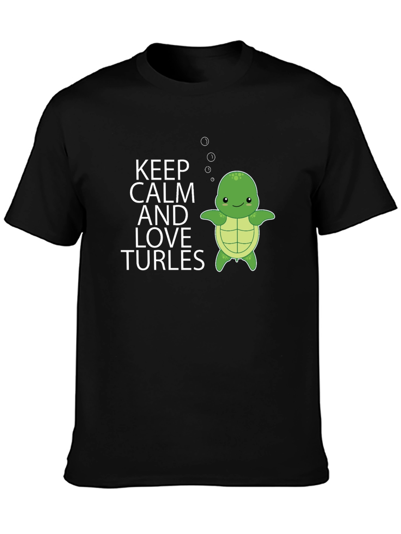 Keep Calm & Love Turtles Mens Black T-Shirt