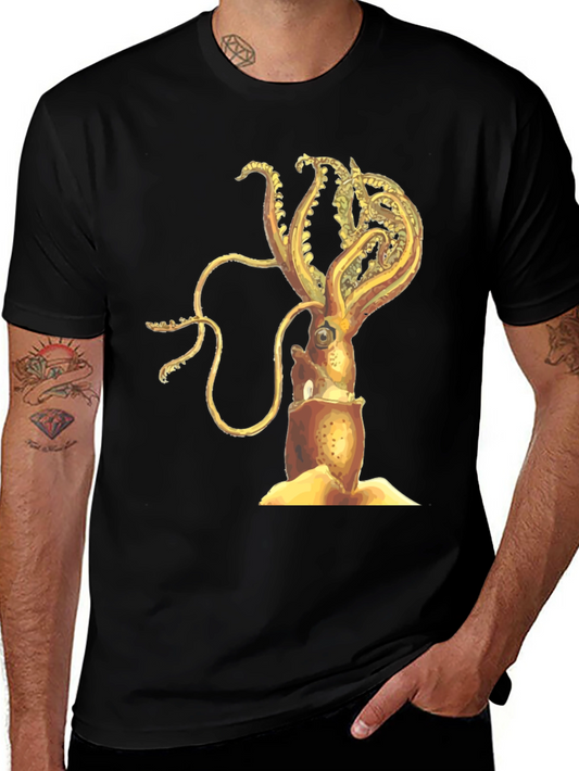Squid Graphic Tee - Black Cotton Blend