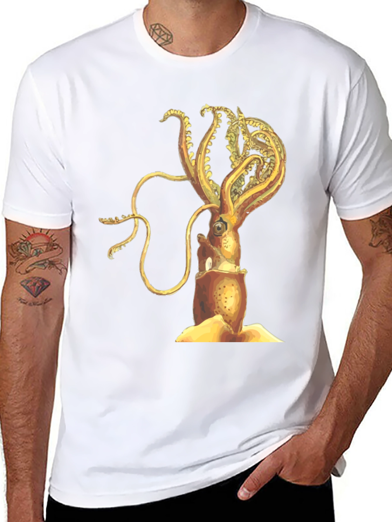 Squid Graphic Tee - Black Cotton Blend