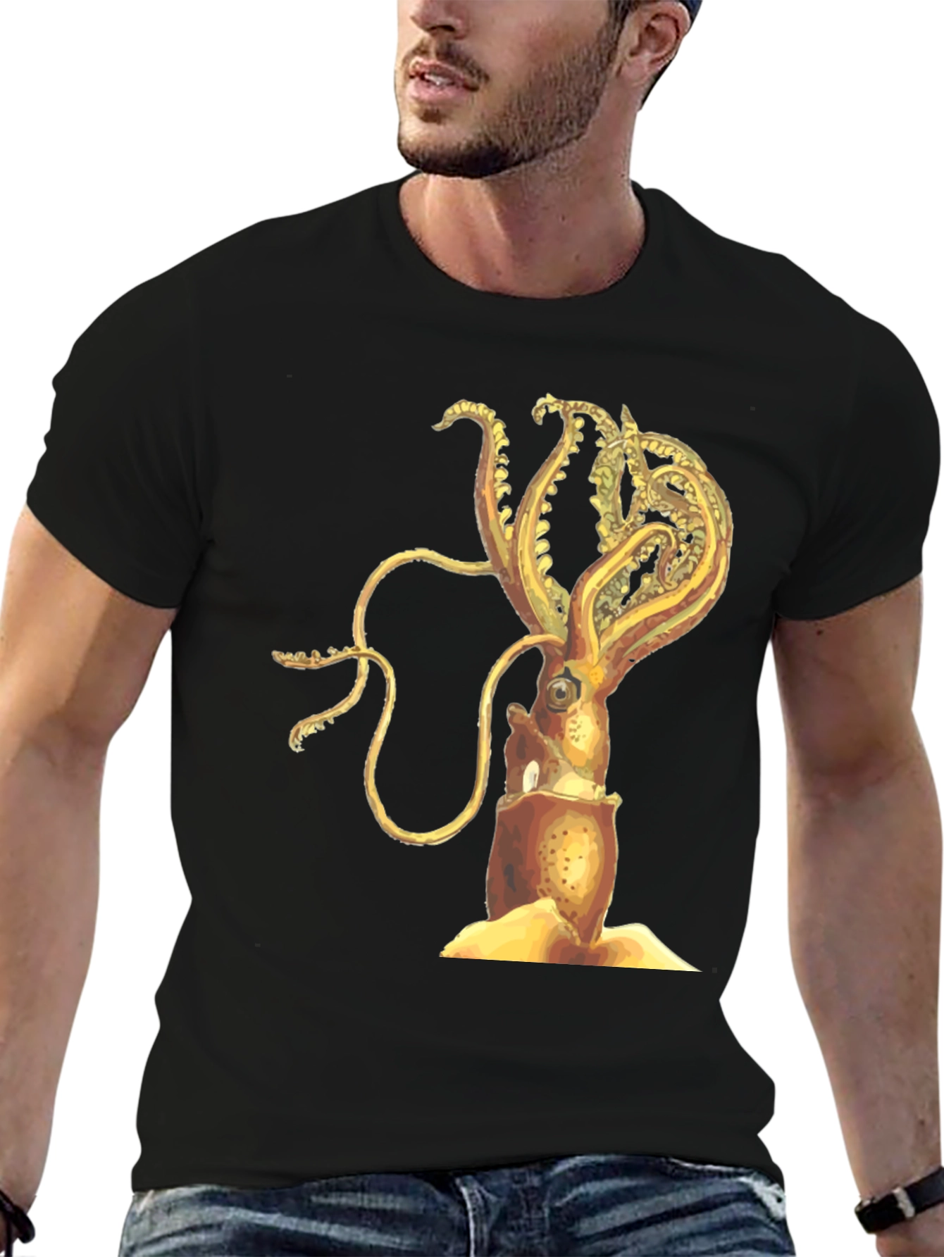 Squid Graphic Tee - Black Cotton Blend