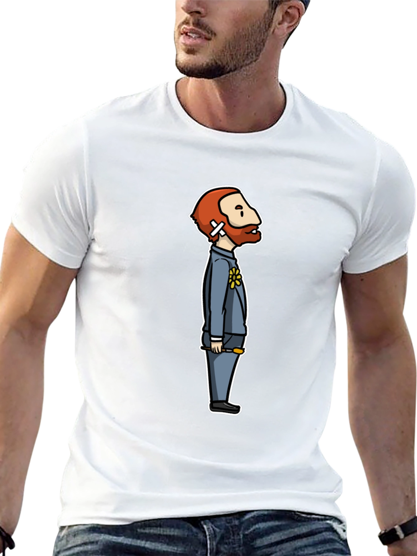 Van Gogh Cartoon Black T-Shirt