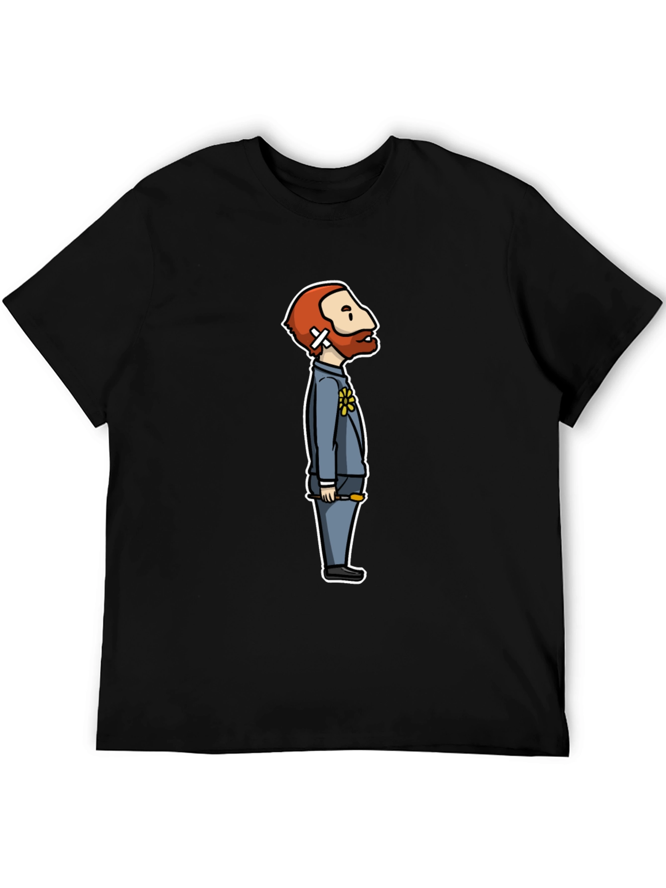 Van Gogh Cartoon Black T-Shirt