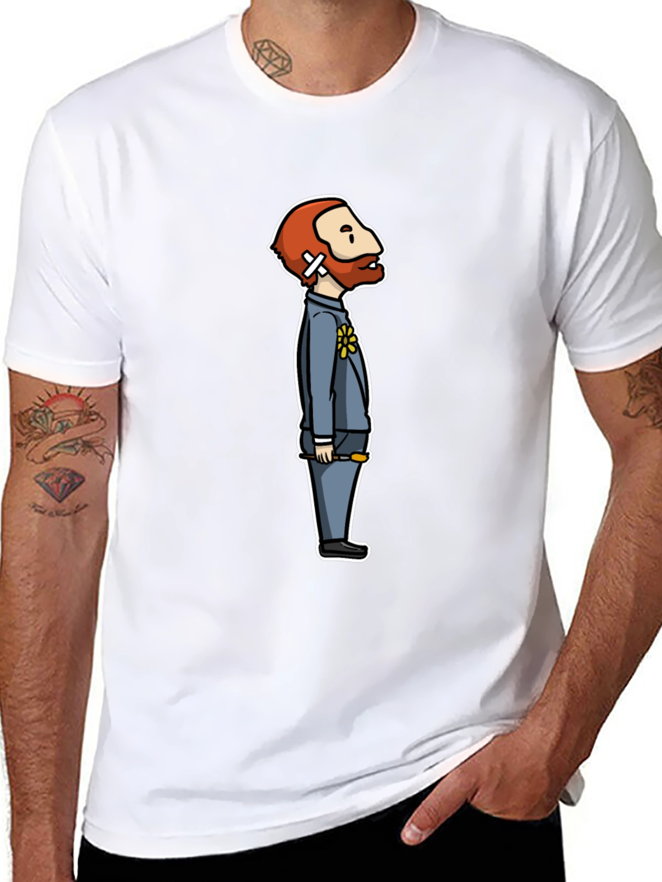 Van Gogh Cartoon Black T-Shirt