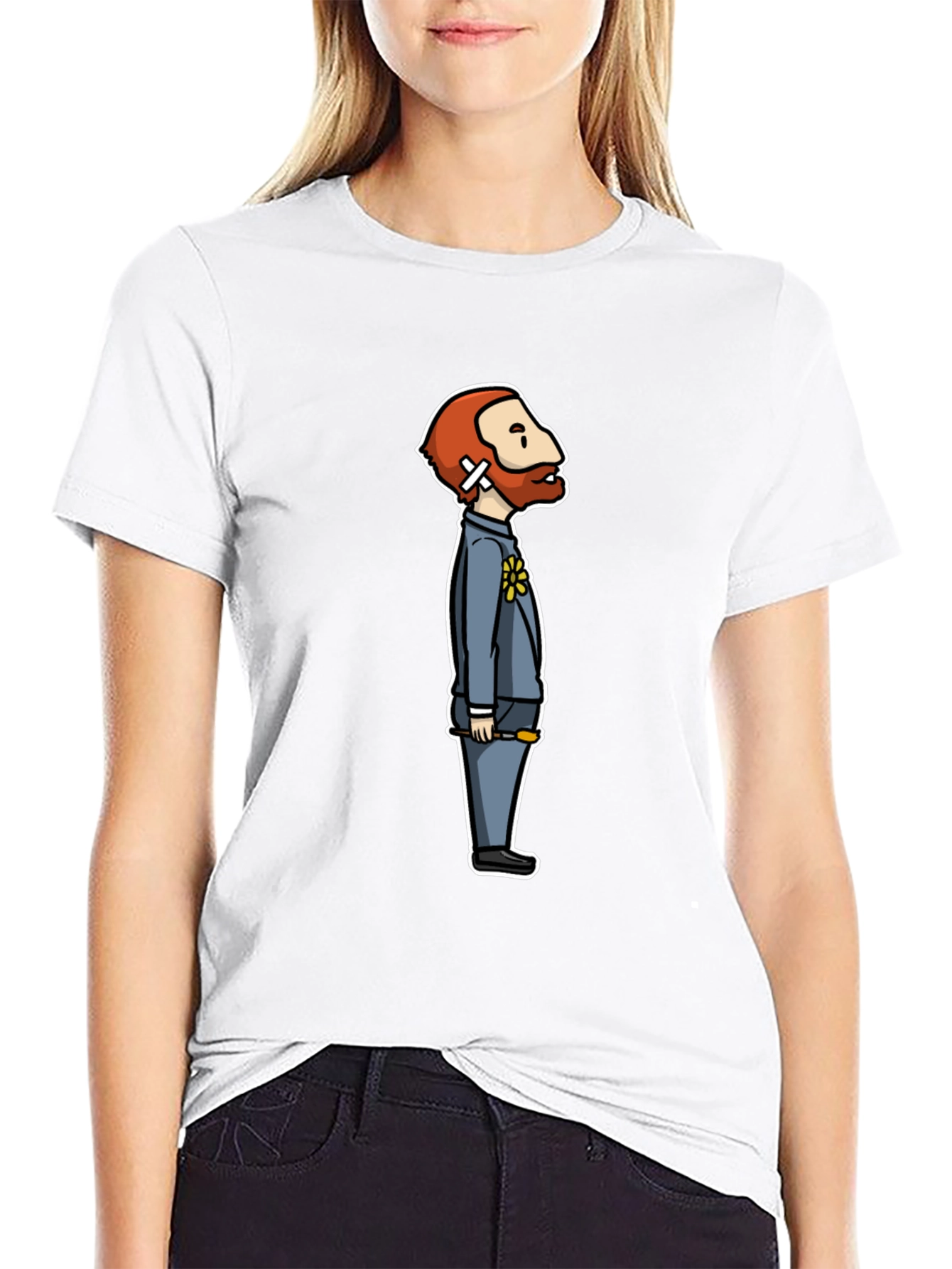 Van Gogh Cartoon Black T-Shirt
