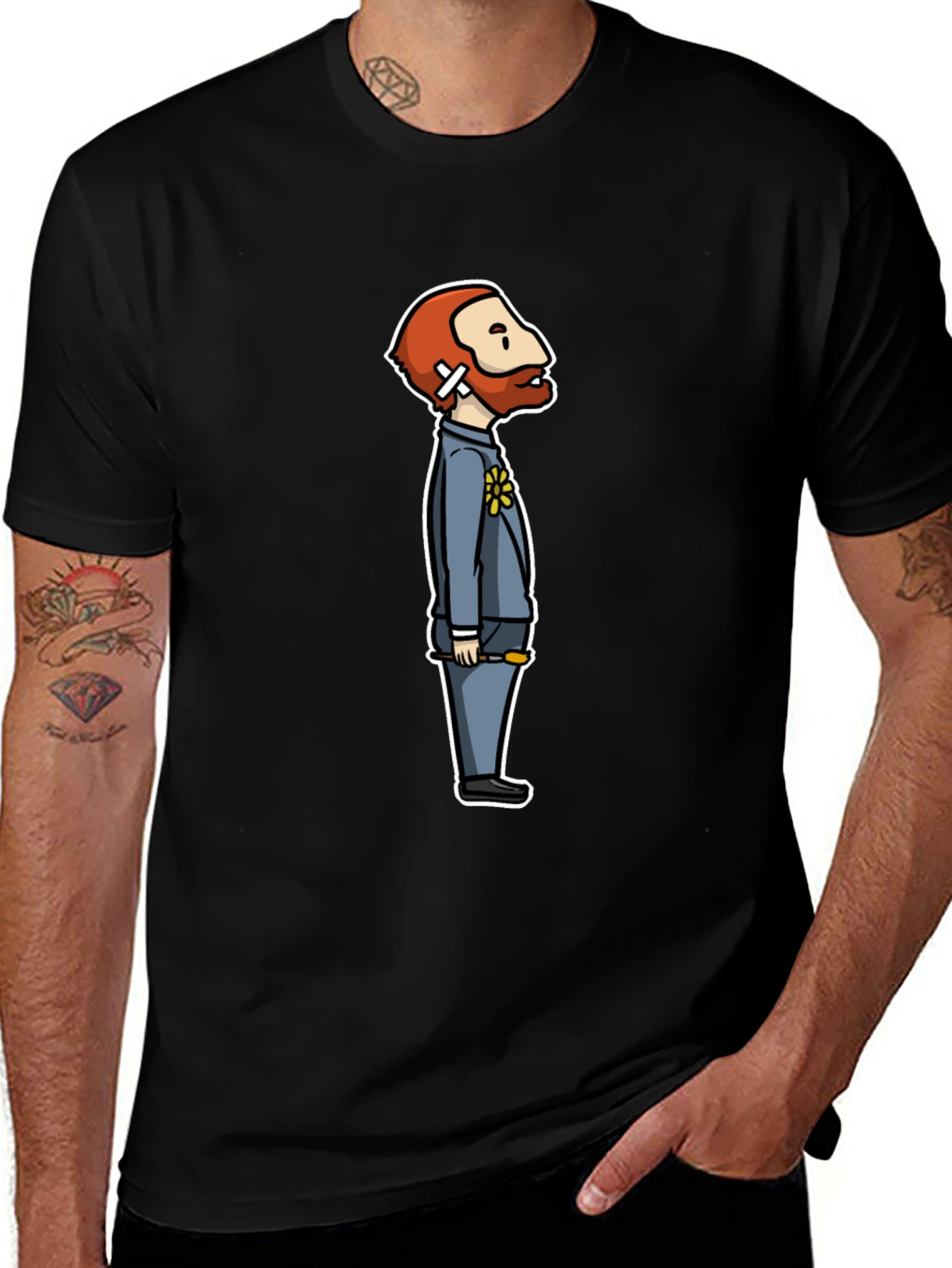 Van Gogh Cartoon Black T-Shirt