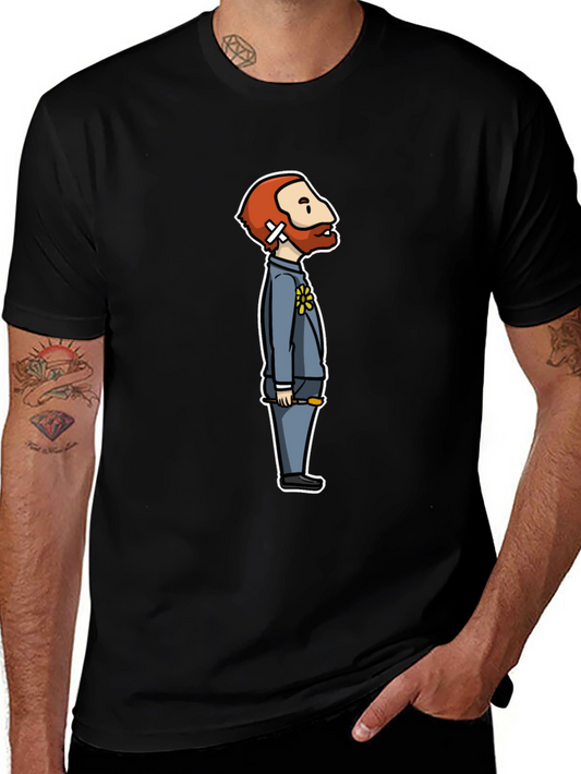 Van Gogh Cartoon Black T-Shirt