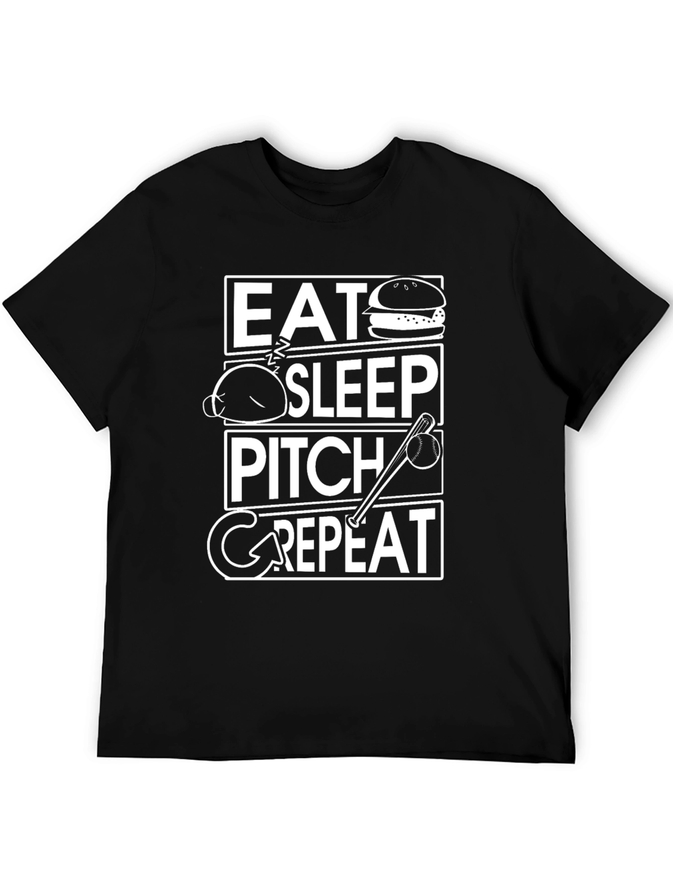 Eat Sleep Pitch Repeat T-Shirt - Baseball Lover Tee