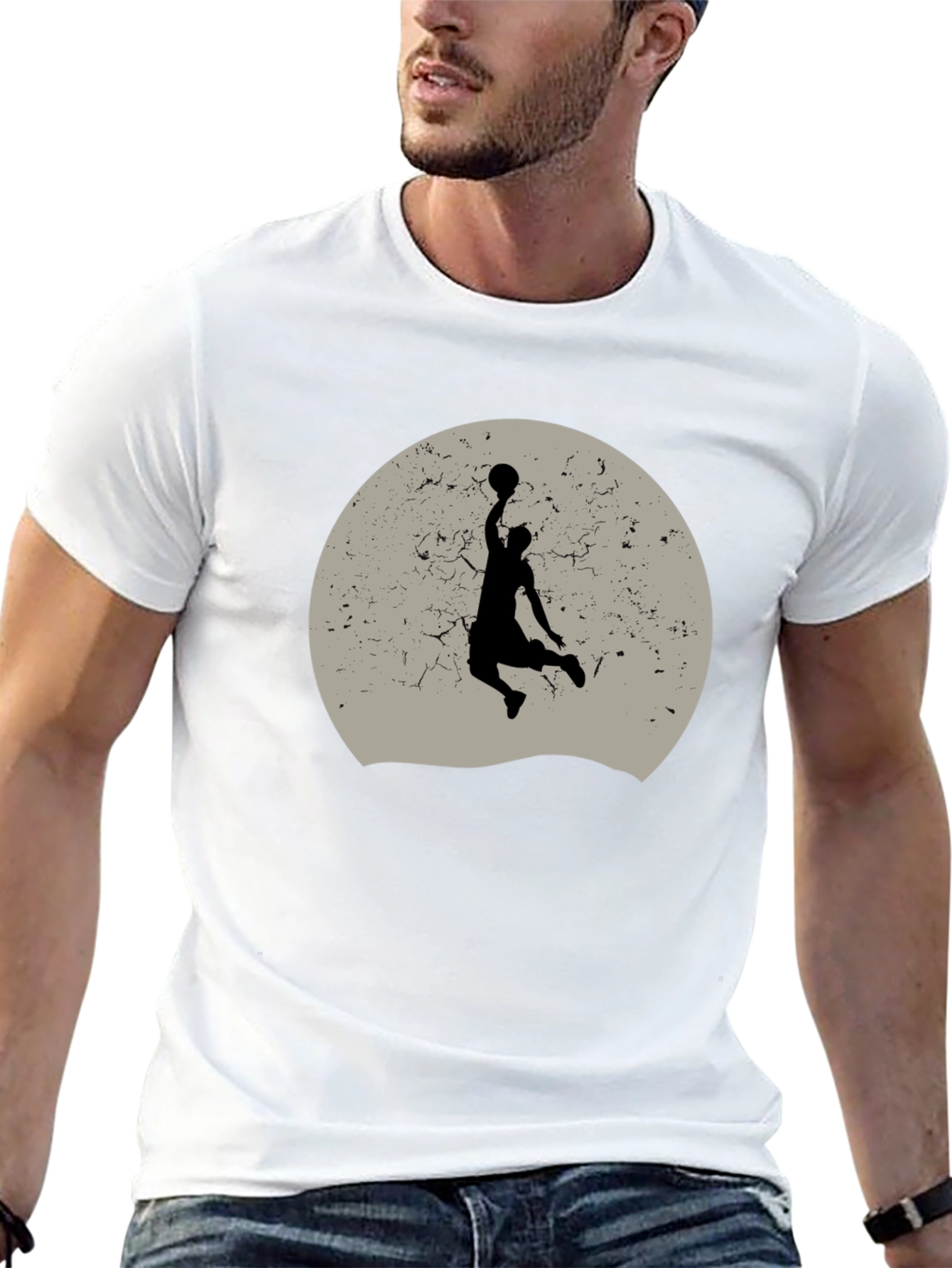 Basketball Silhouette Graphic T-Shirt - Black