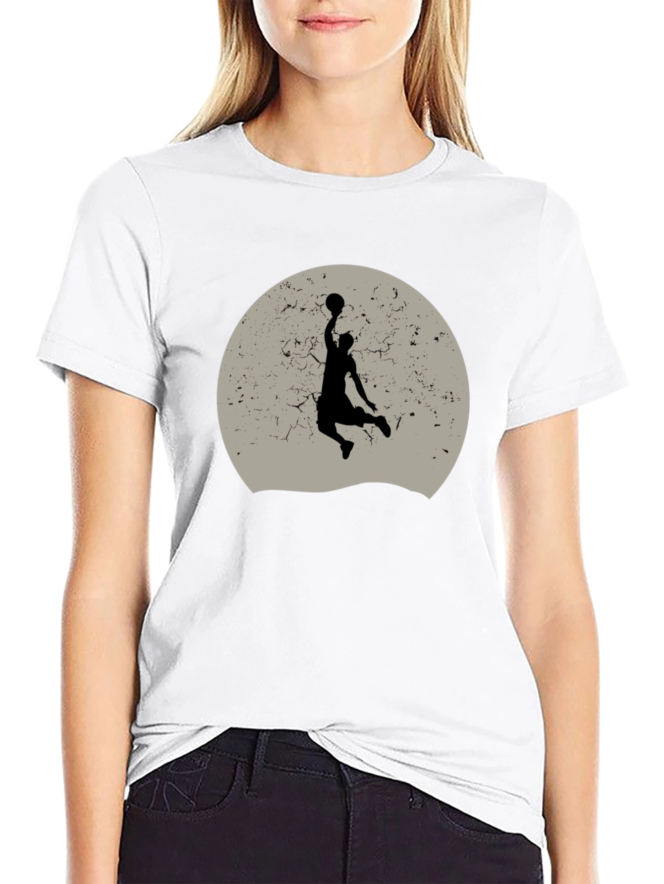 Basketball Silhouette Graphic T-Shirt - Black
