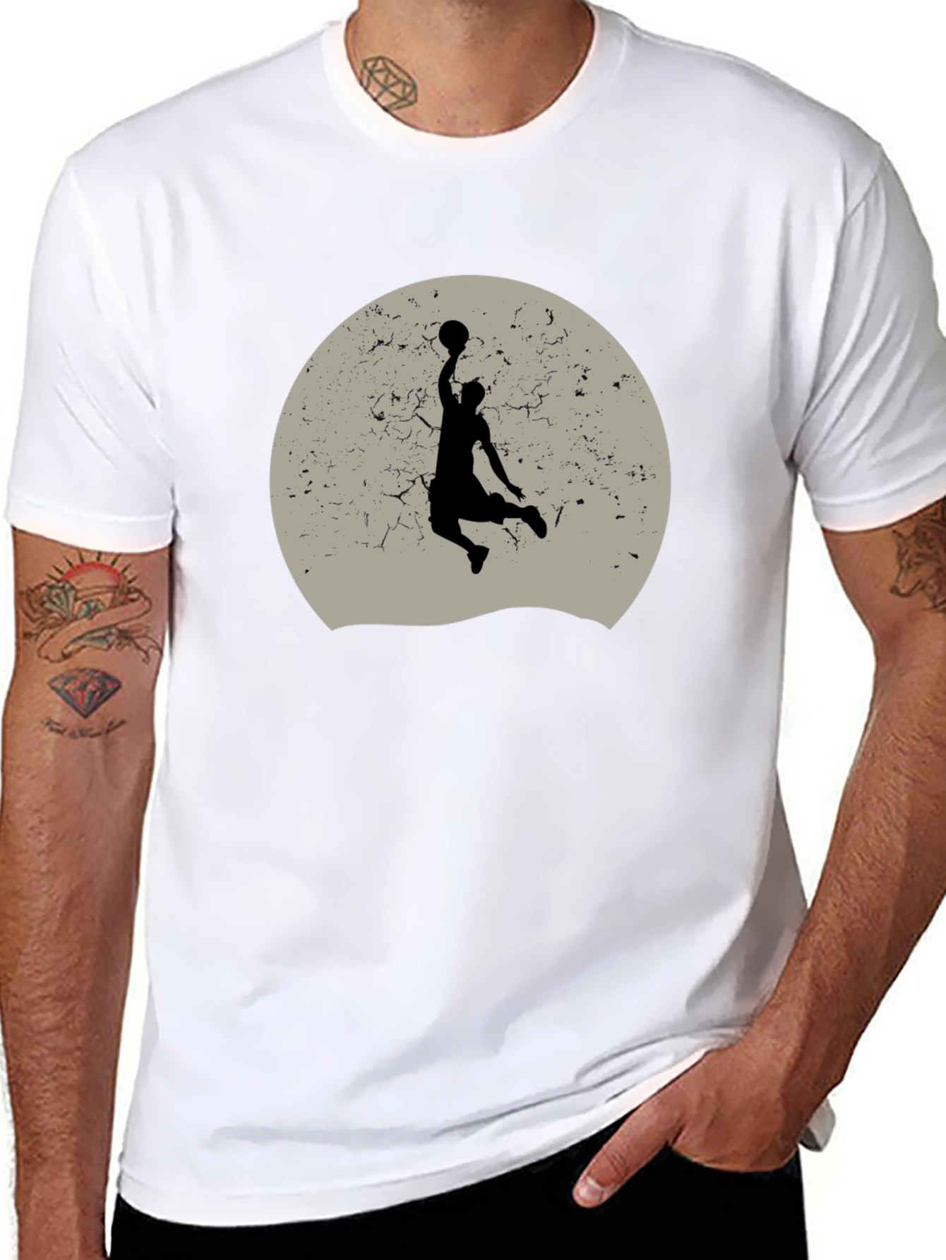 Basketball Silhouette Graphic T-Shirt - Black
