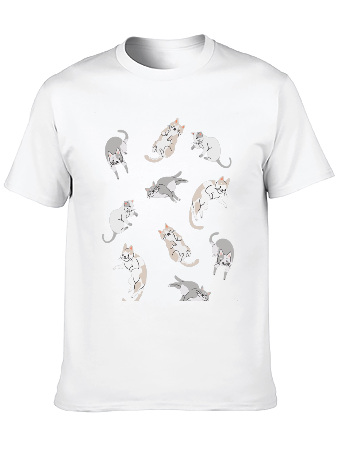 Cats Pattern T-Shirt - Black Casual Wear