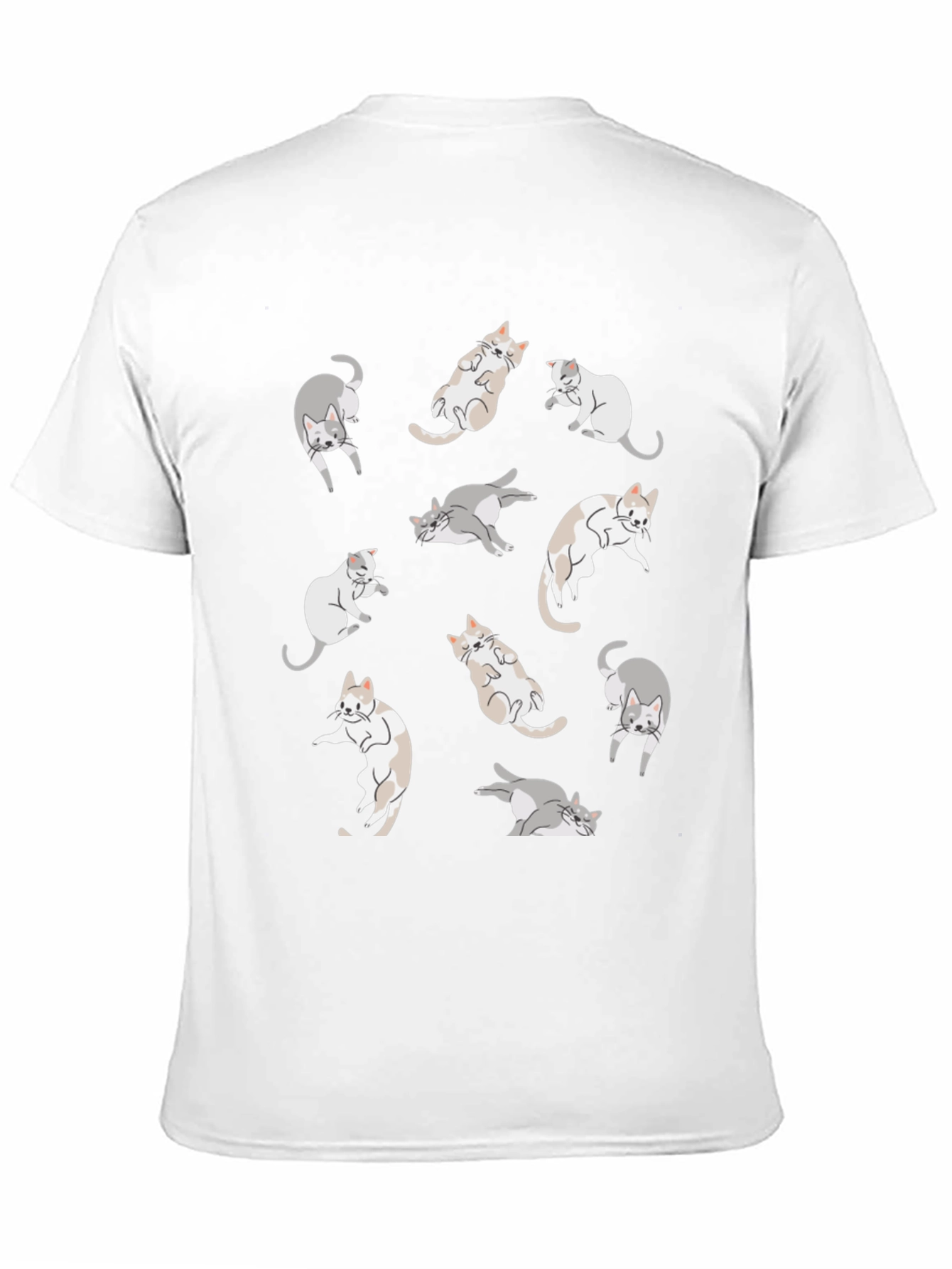 Cats Pattern T-Shirt - Black Casual Wear
