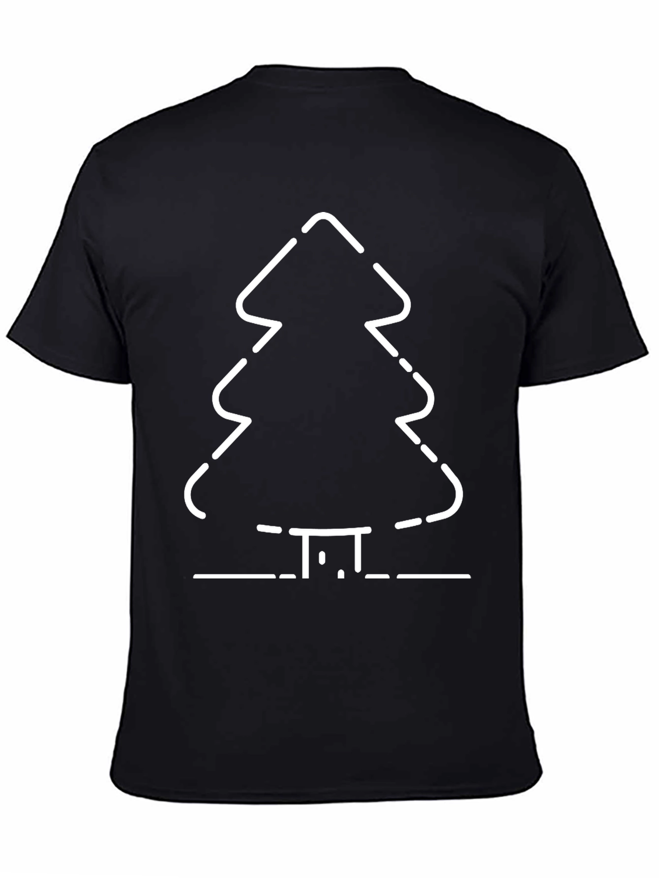 Minimalist Christmas Tree Graphic Tee - Black