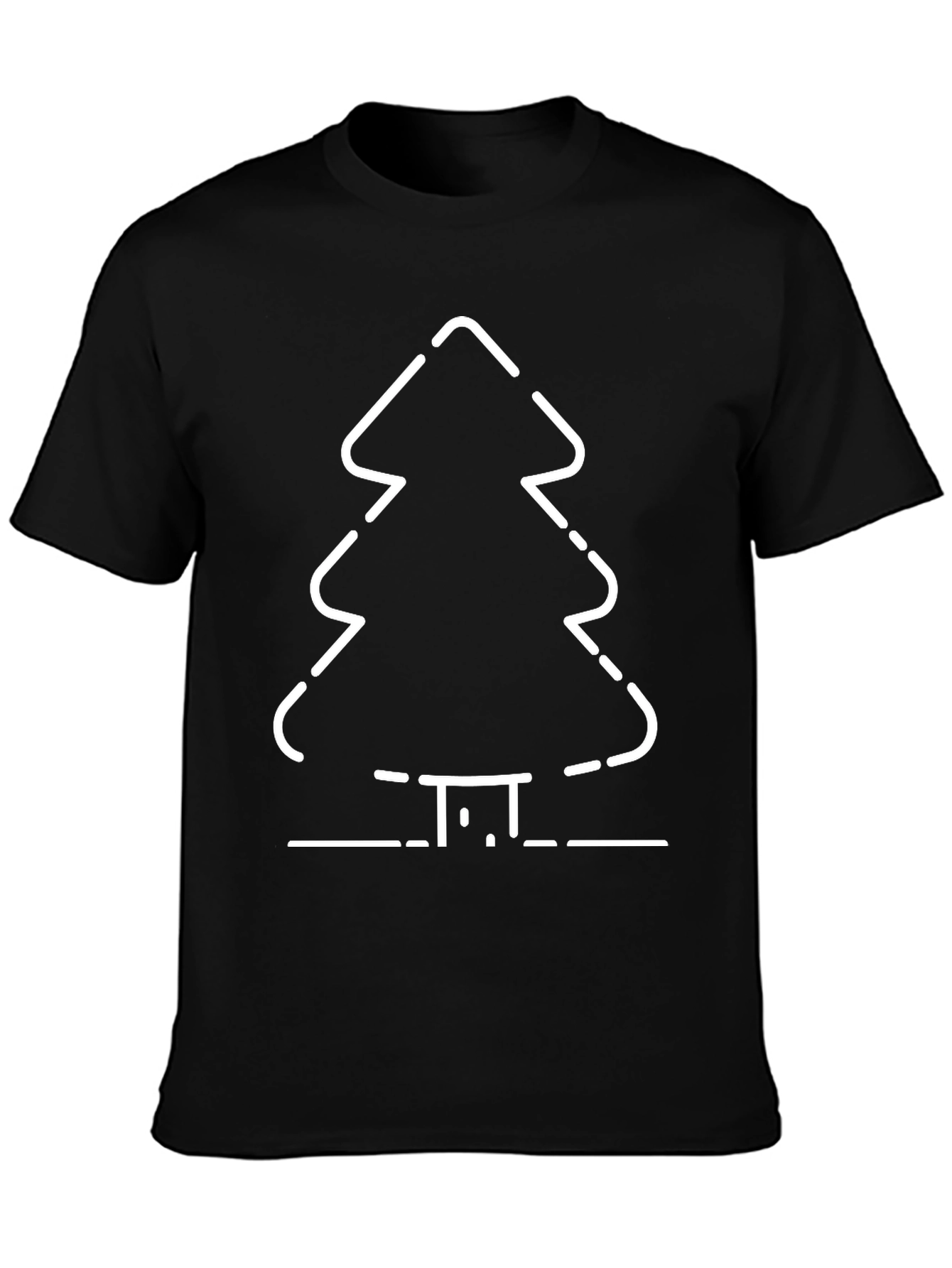Minimalist Christmas Tree Graphic Tee - Black