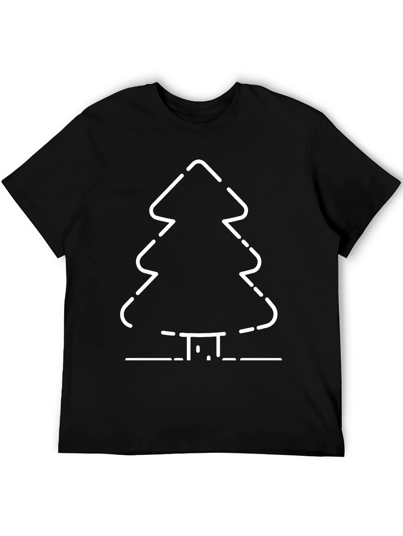 Minimalist Christmas Tree Graphic Tee - Black