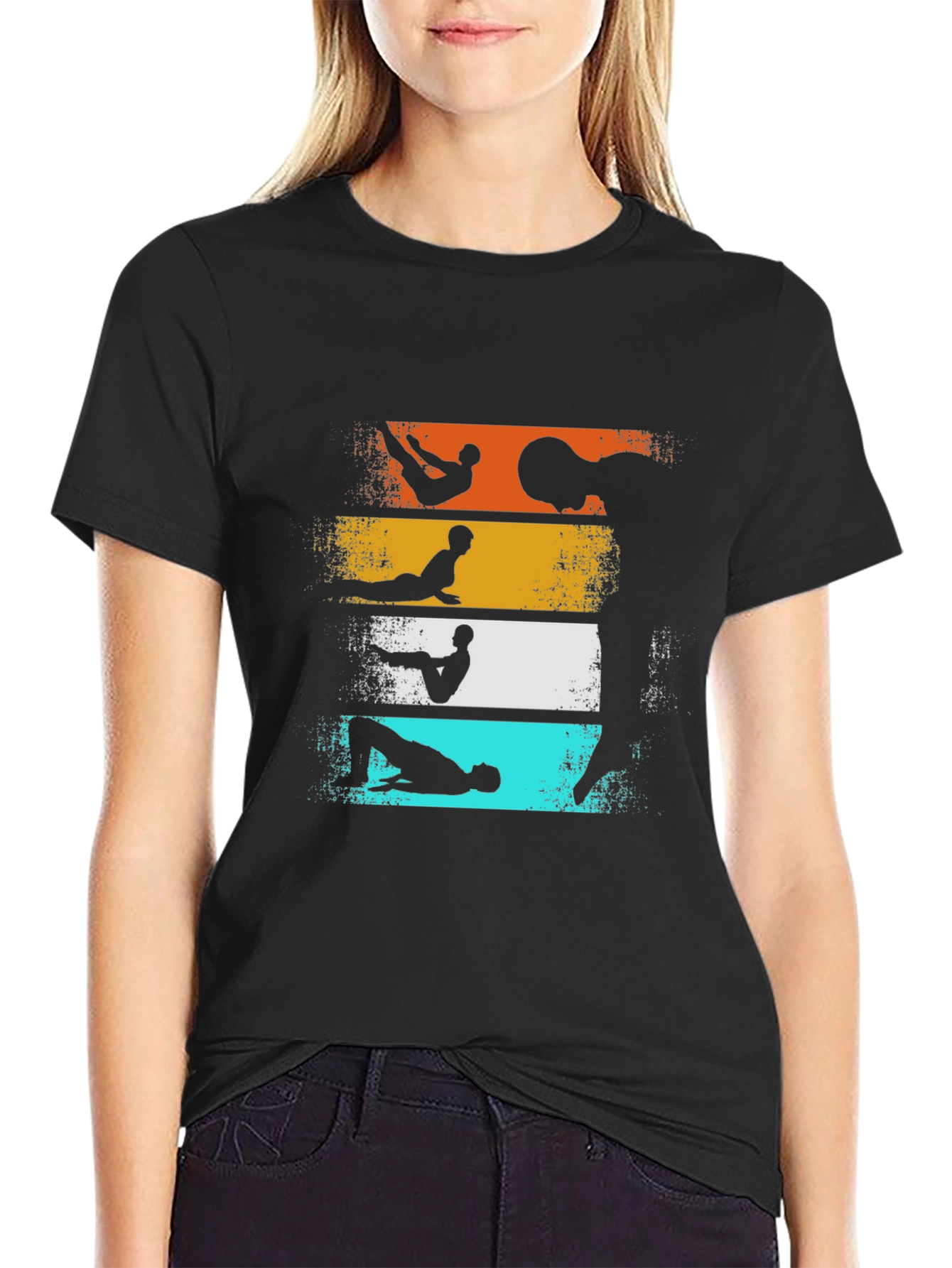 Retro Yoga Pose Graphic T-Shirt