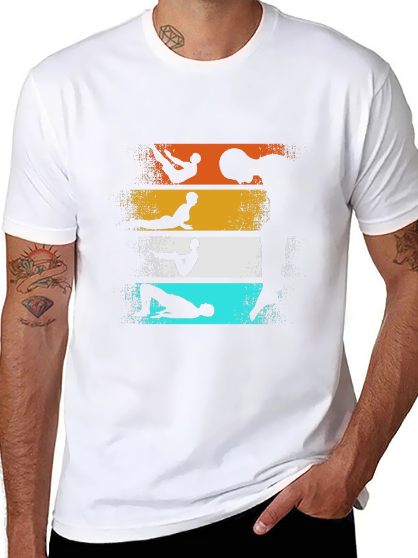 Retro Yoga Pose Graphic T-Shirt
