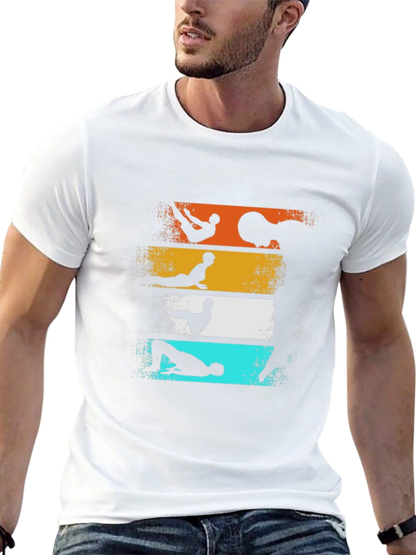 Retro Yoga Pose Graphic T-Shirt