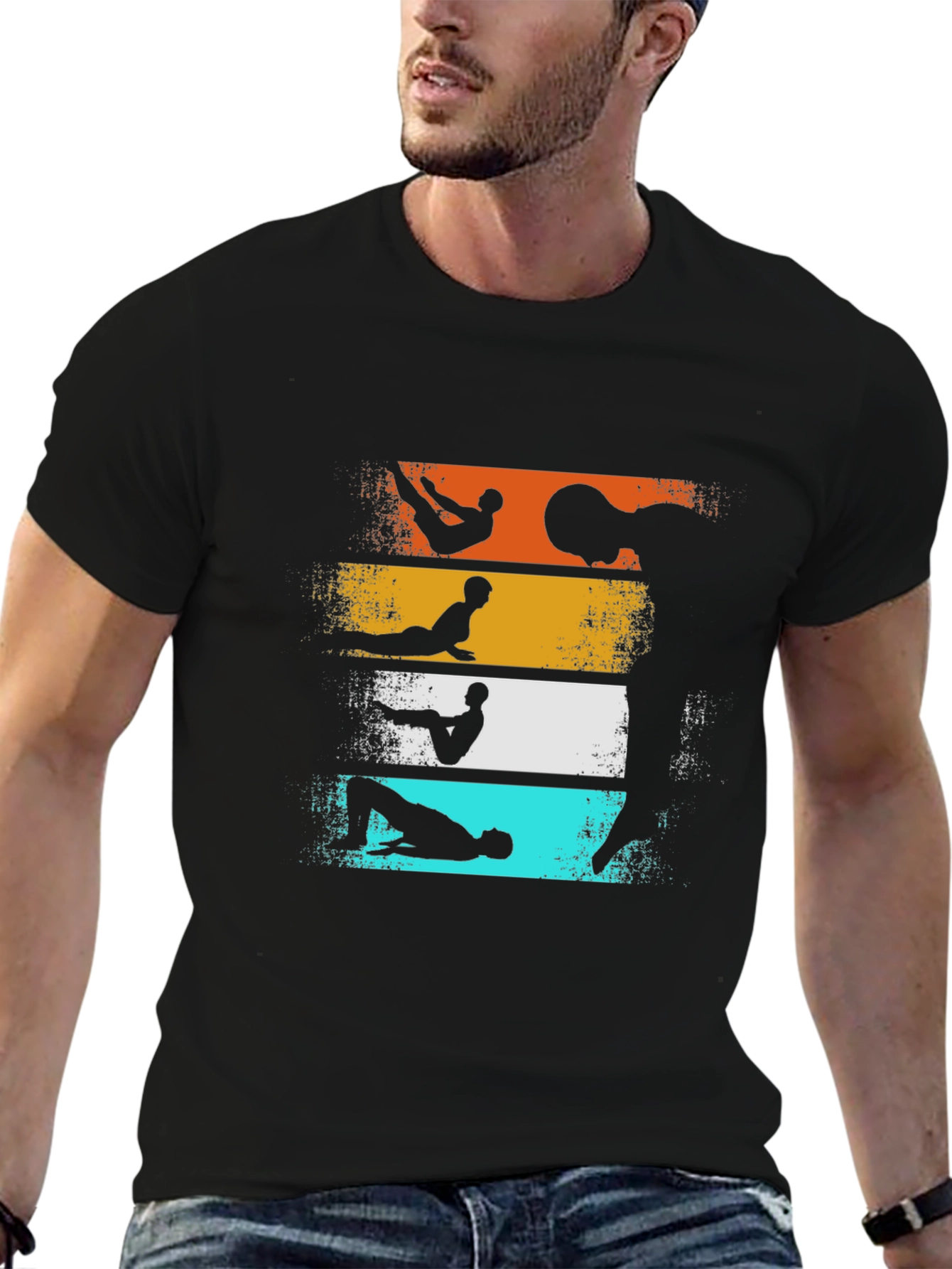 Retro Yoga Pose Graphic T-Shirt