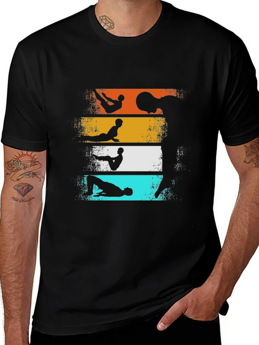 Retro Yoga Pose Graphic T-Shirt