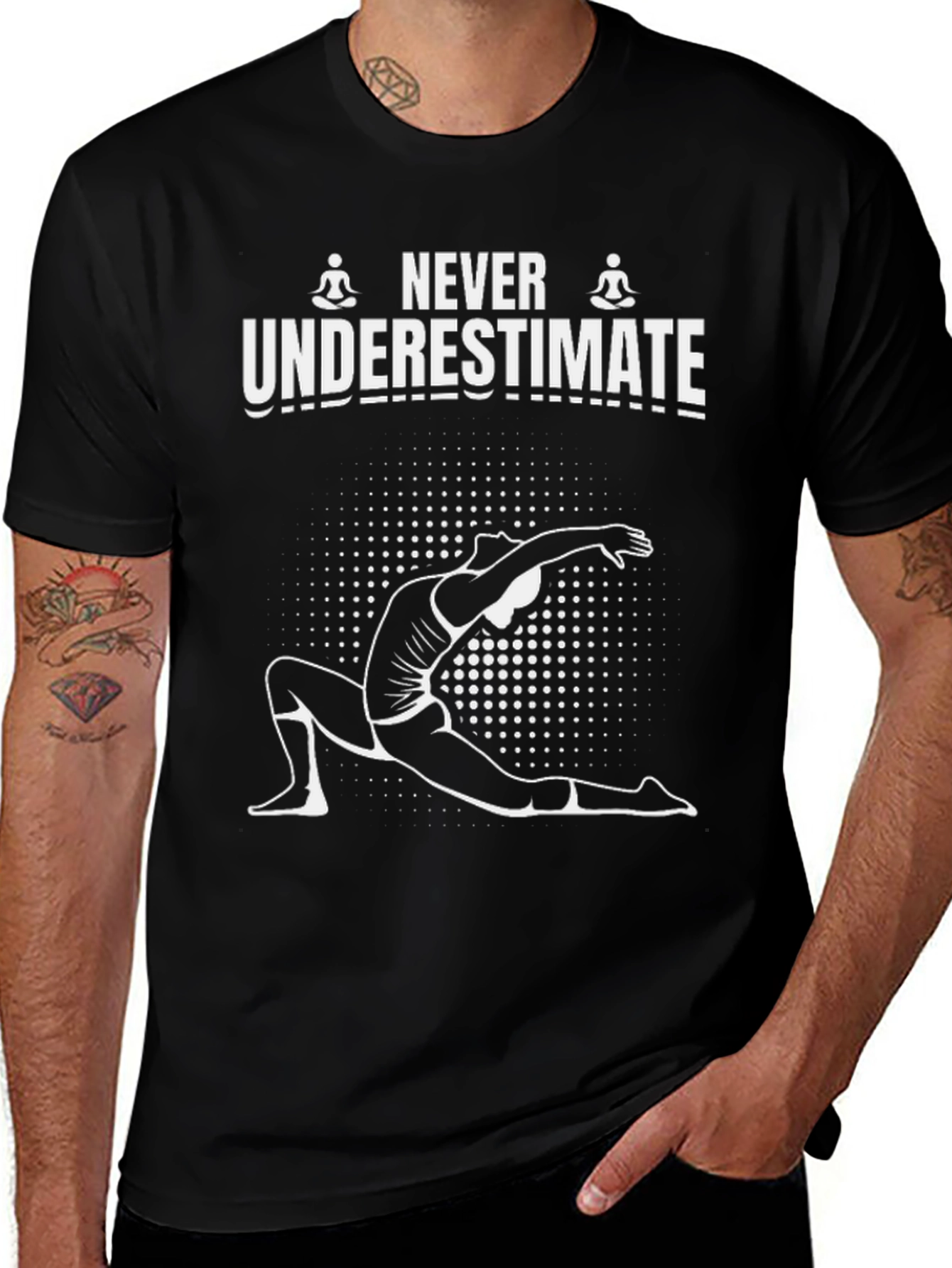 Never Underestimate Yoga Black T-Shirt