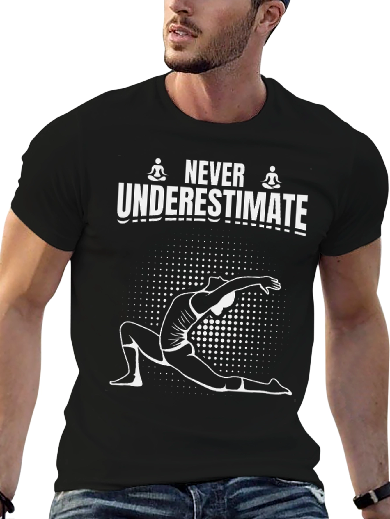 Never Underestimate Yoga Black T-Shirt