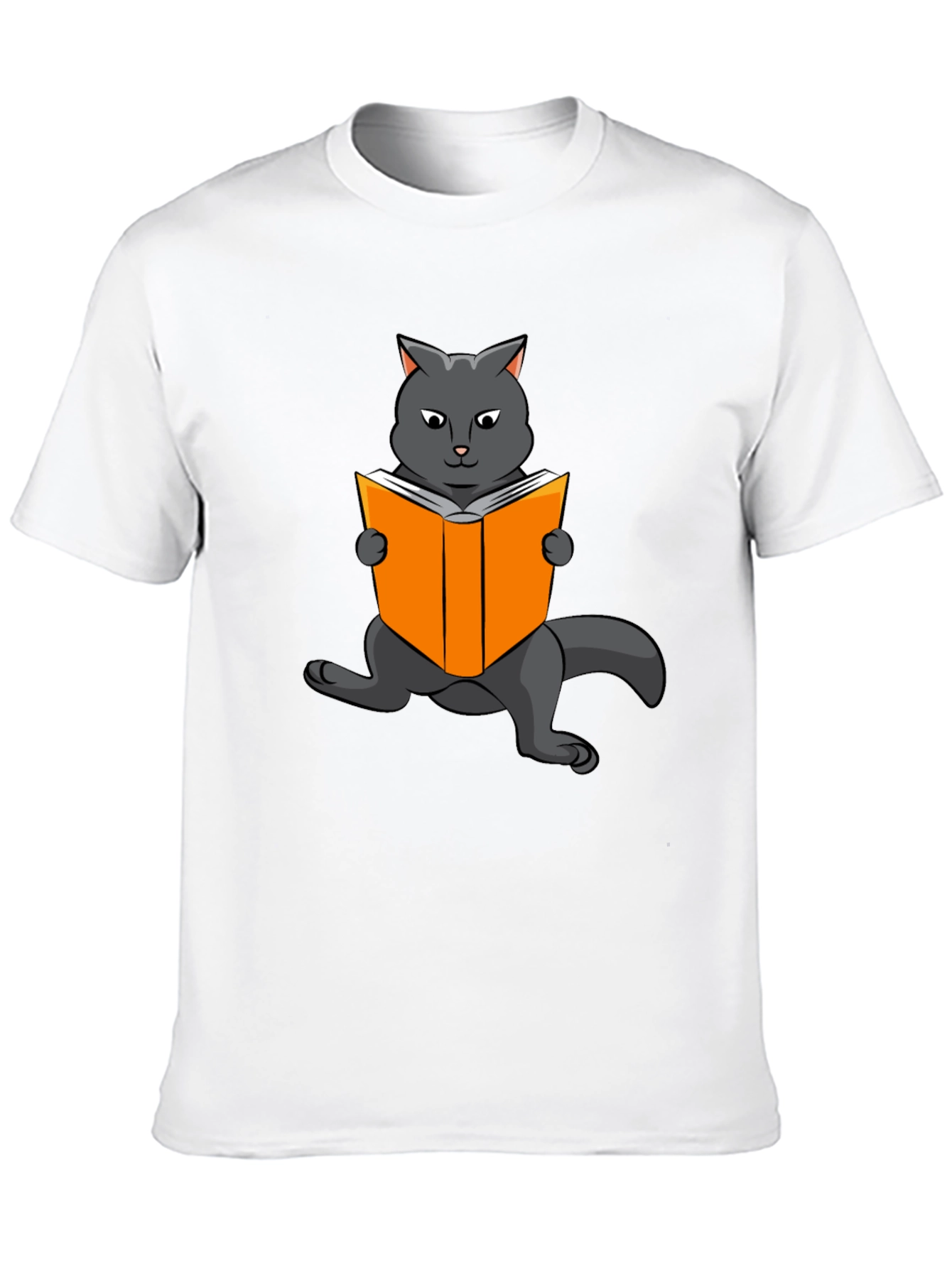 Cat Reading Book Graphic T-Shirt