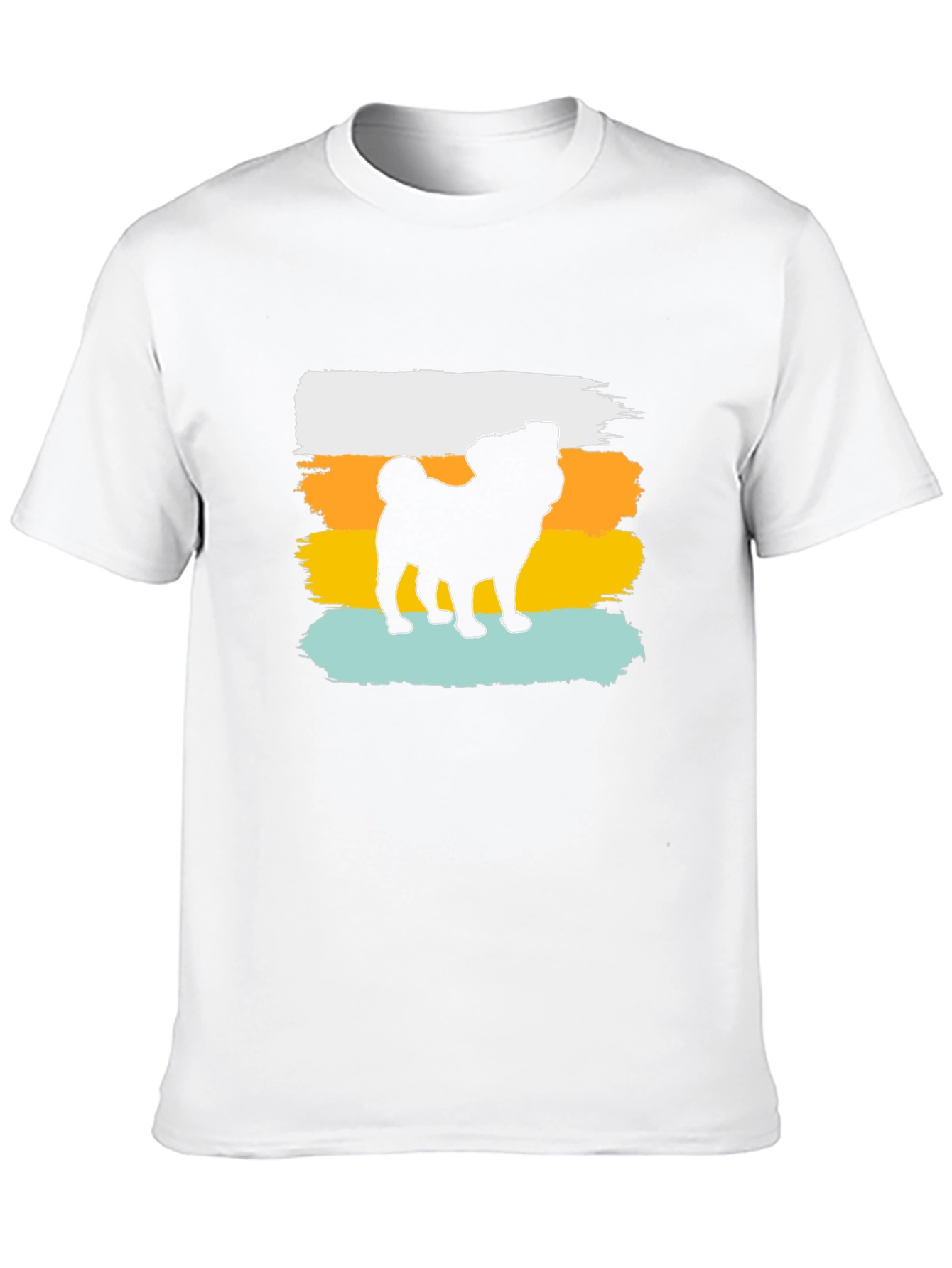 Retro Pug Silhouette Graphic Tee - Black
