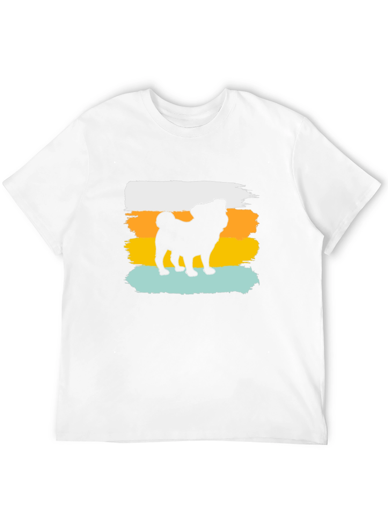 Retro Pug Silhouette Graphic Tee - Black