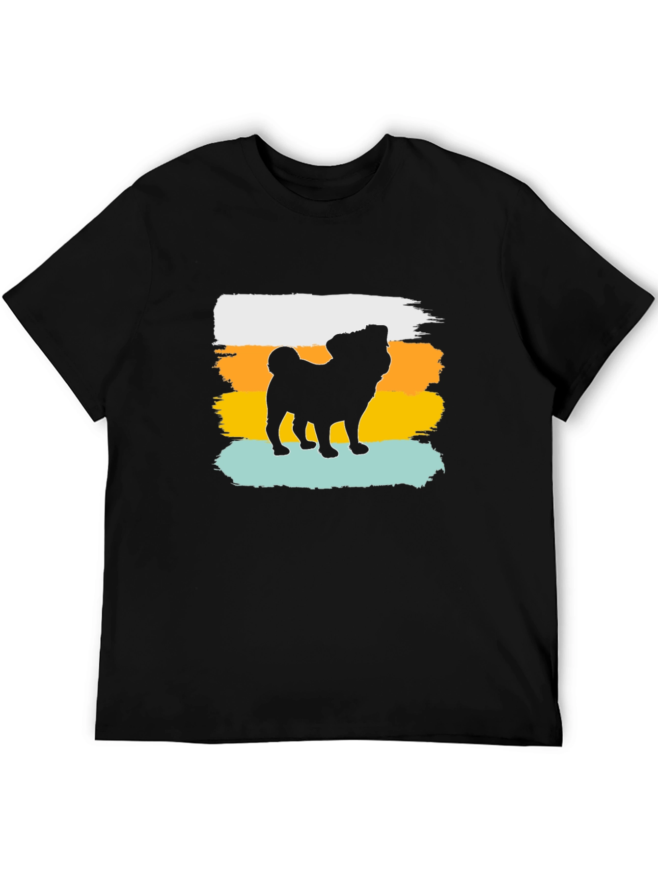 Retro Pug Silhouette Graphic Tee - Black