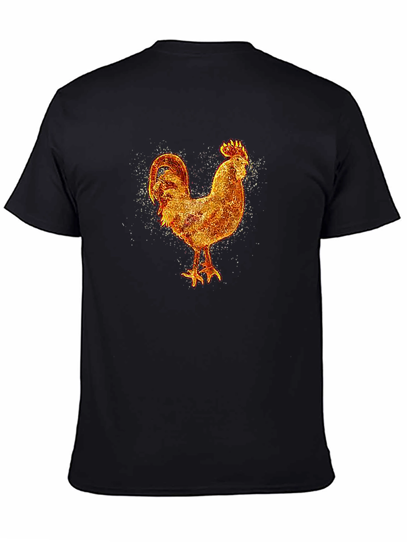Fiery Rooster Graphic Tee - Black Cotton T-Shirt