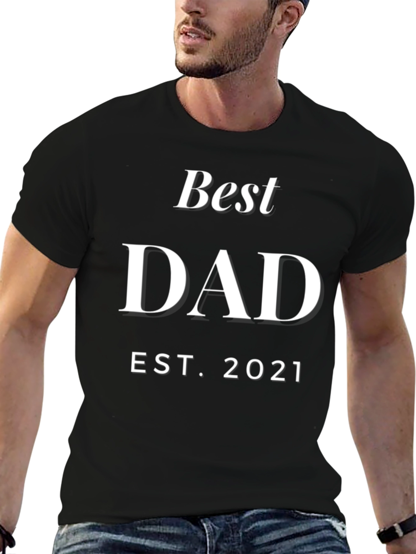 Best Dad Est. 2021 - Black T-Shirt