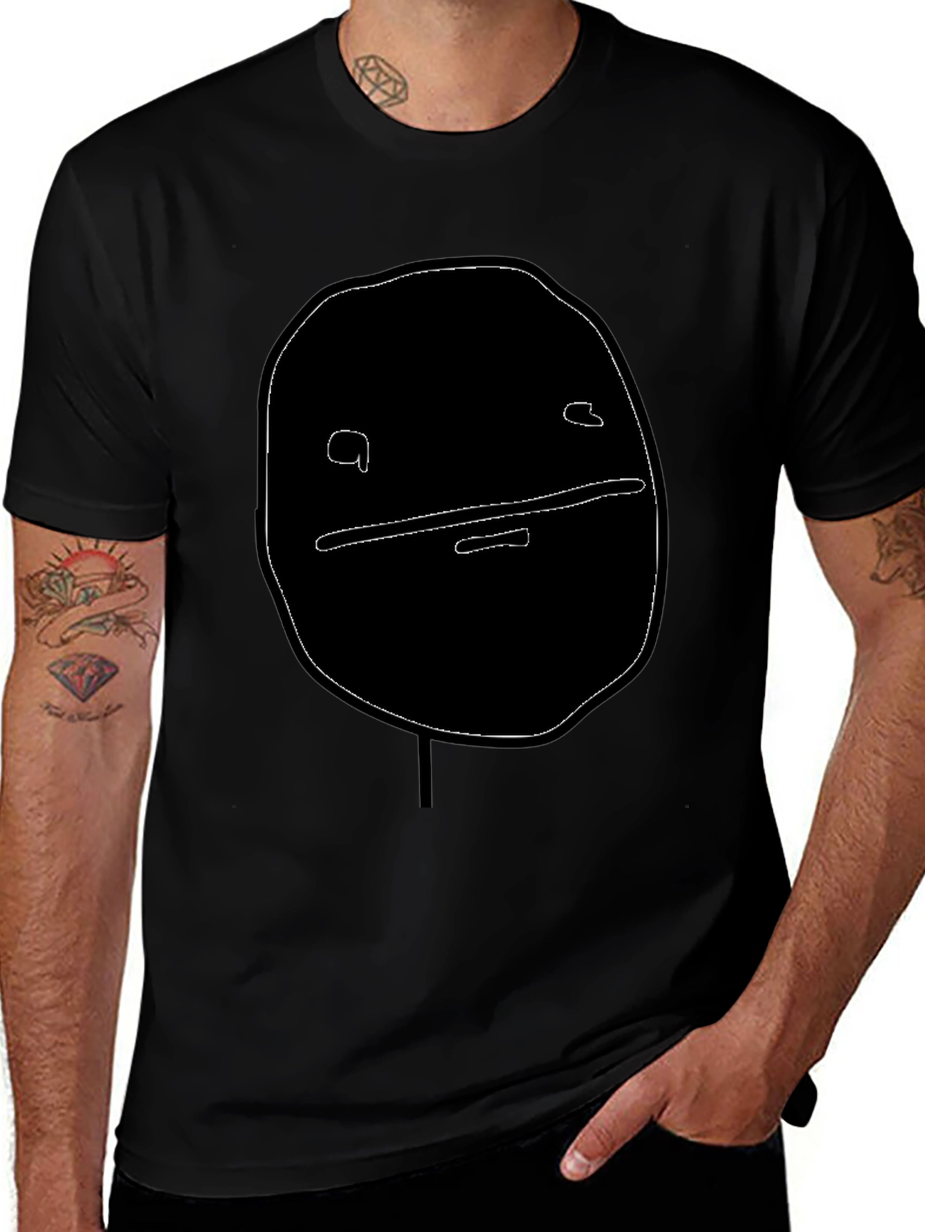 Abstract Face Graphic Black T-Shirt