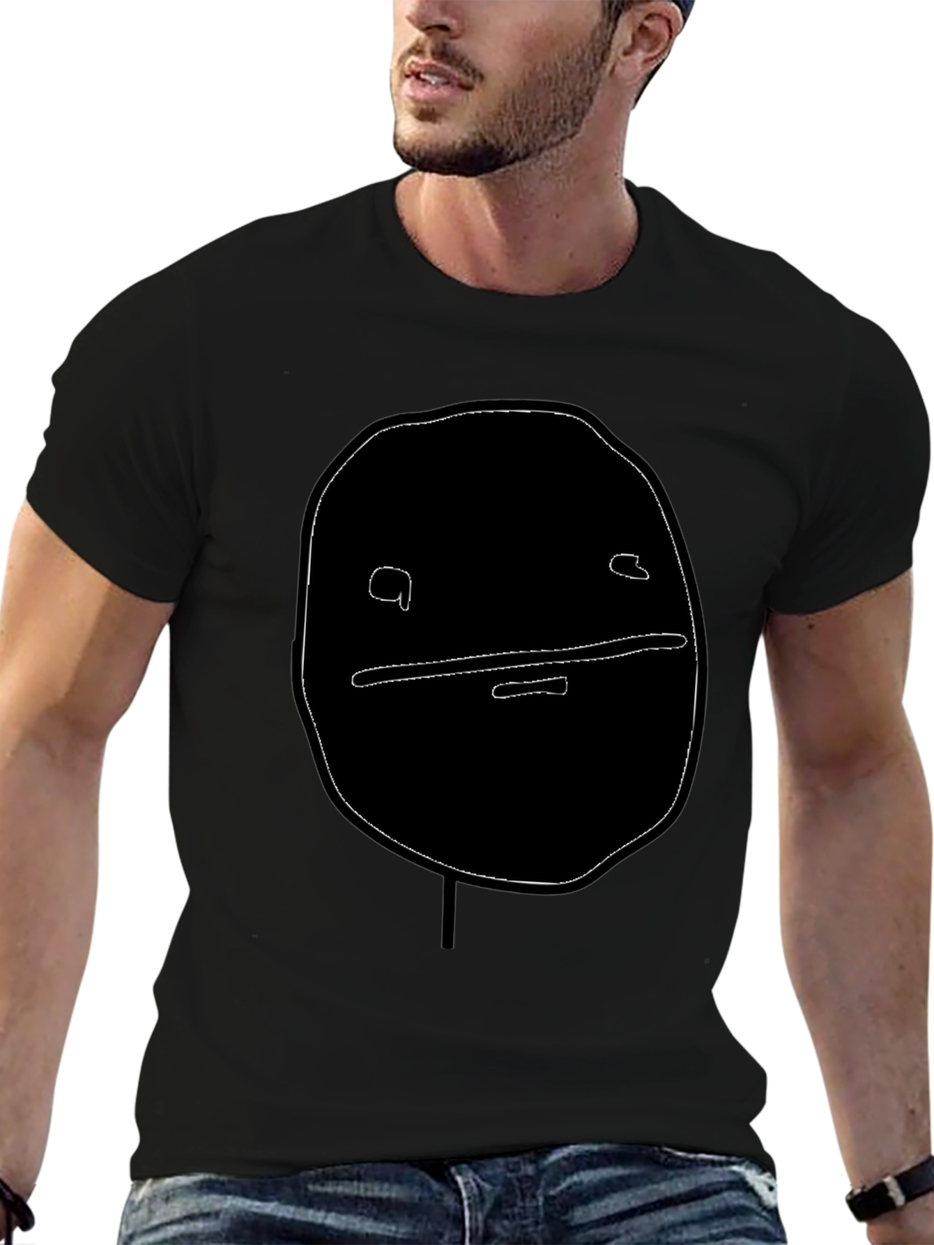 Abstract Face Graphic Black T-Shirt