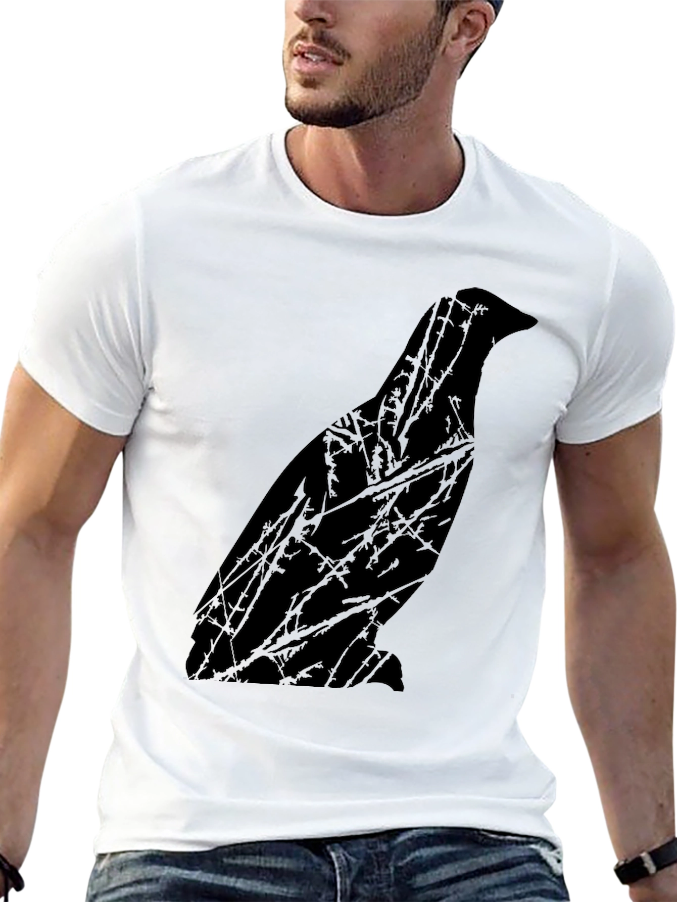 Raven Silhouette Graphic Tee - Mens Black T-Shirt