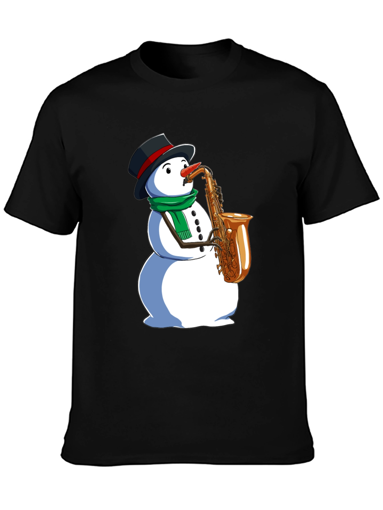 Snowman Saxophone Graphic Tee - Holiday Style
