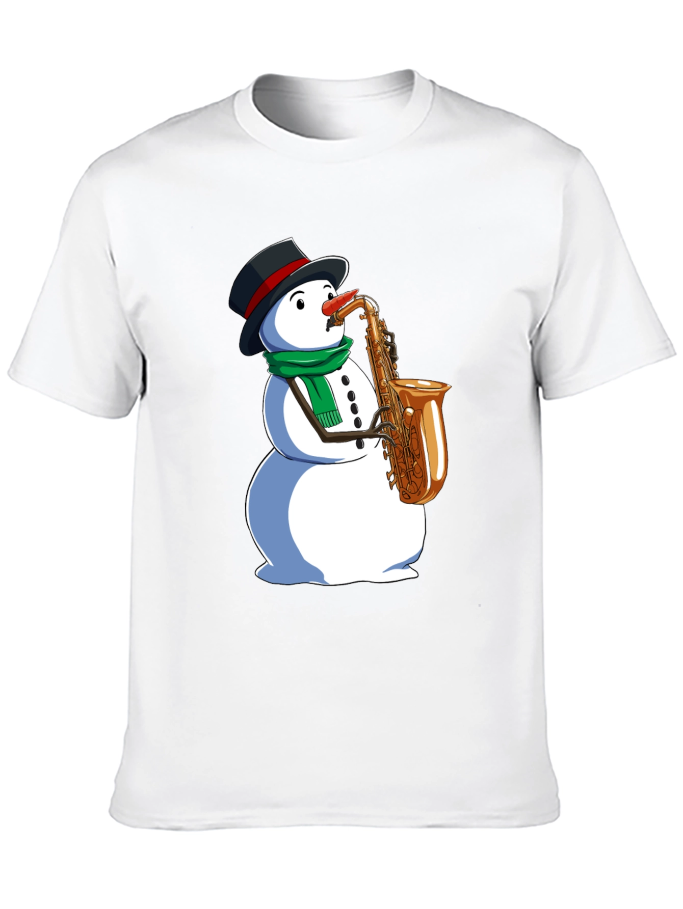 Snowman Saxophone Graphic Tee - Holiday Style