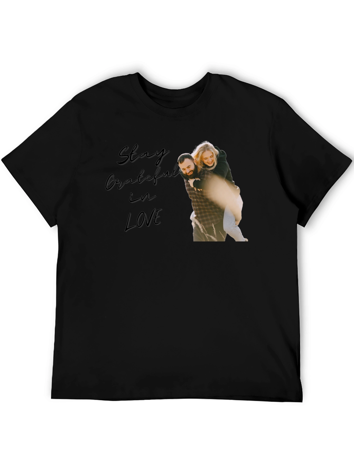Stylish Black T-Shirt with Love Design