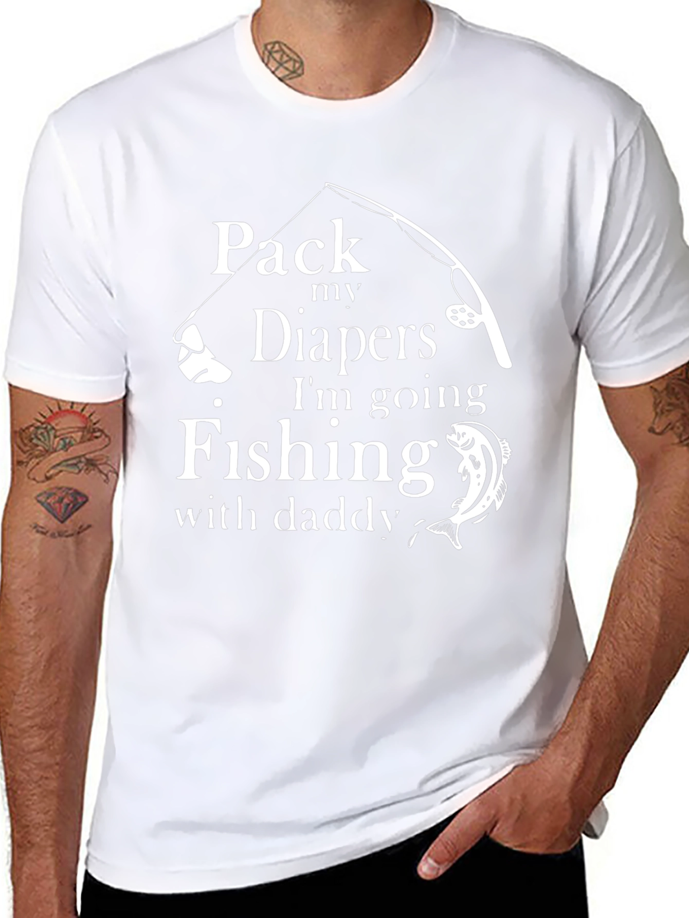 Pack My Diapers Fishing with Daddy Black T-Shirt